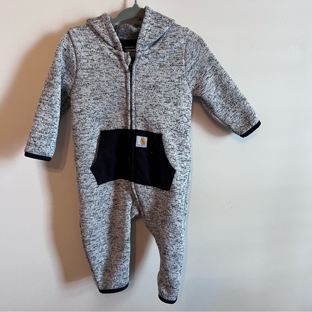 Carhartt Toddler Hooded One-Piece in Heather Gray with Black Pocket